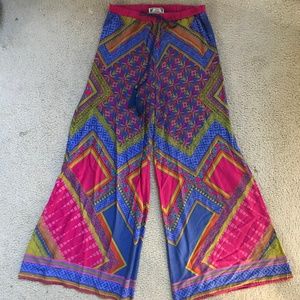 Wide leg colorful boho pants